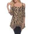 thumbnail image 1 of White Mark Women's Animal Print Cold Shoulder Tunic Top, 1 of 4