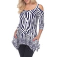 thumbnail image 1 of White Mark Women's Animal Print Cold Shoulder Tunic Top, 1 of 4