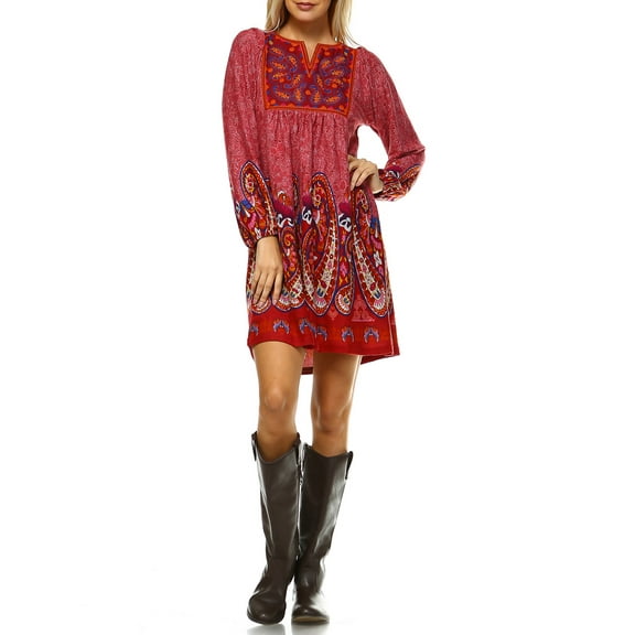 White Mark Women's Apolline Embroidered Sweater Dress