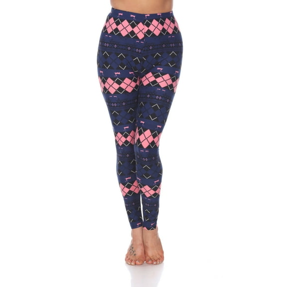 White Mark Women's Argyle Print Leggings