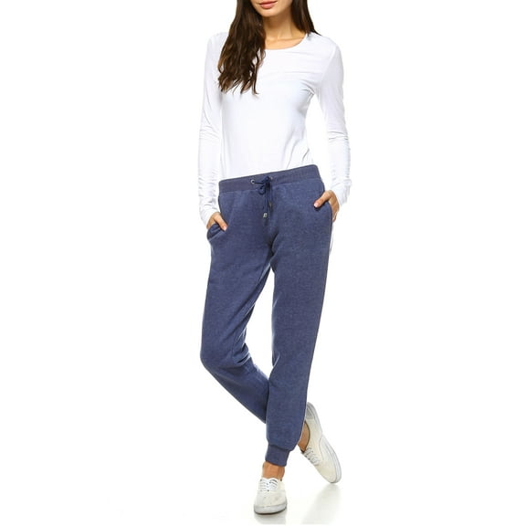 White Mark Women's Athleisure Fleece Jogger Pants