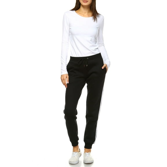 White Mark Women's Athleisure Fleece Jogger Pants