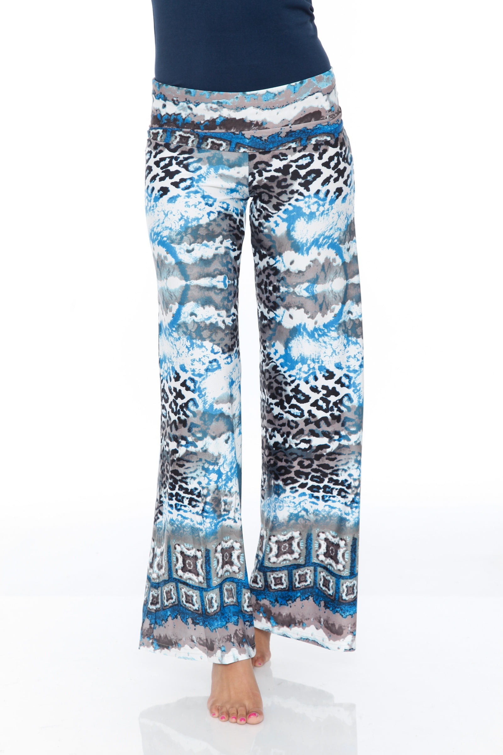 White Mark Women's Blue Cheetah Palazzo Pants - Walmart.com