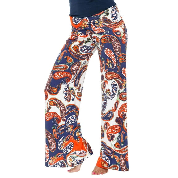 White Mark Women's Bohemian Paisley Printed Palazzo Pants