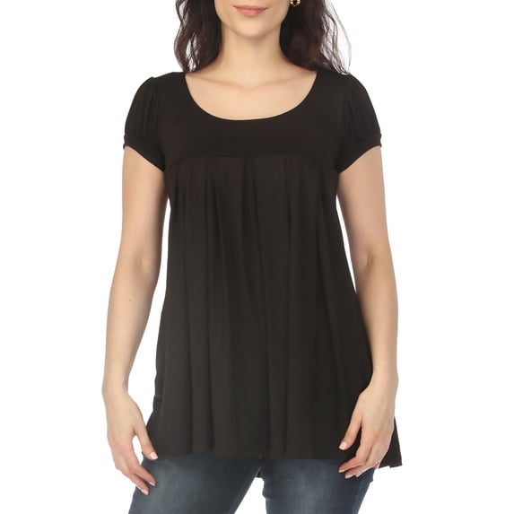 White Mark Women's Cap Sleeve Pleated Top