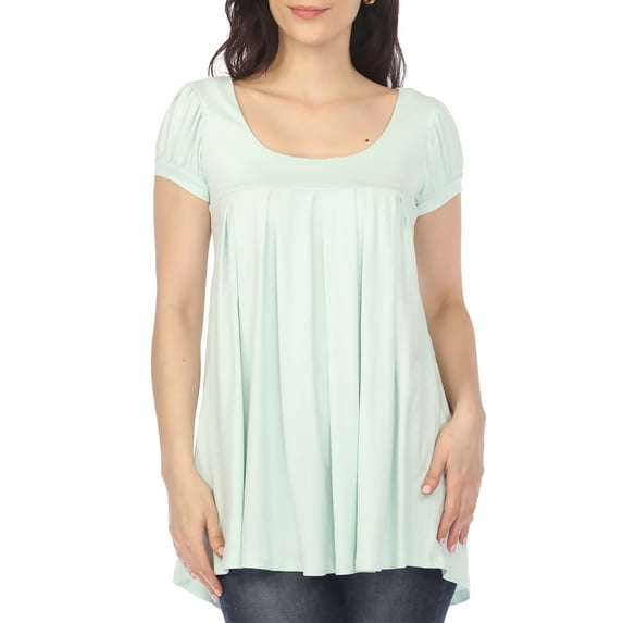 White Mark Women's Cap Sleeve Pleated Top
