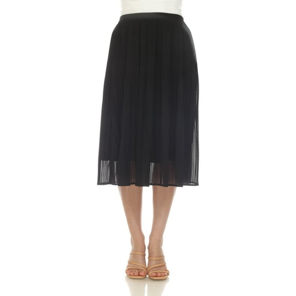 White Mark Women's Chiffon Pleated Midi Skirt