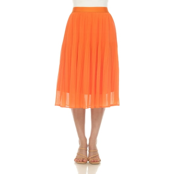 White Mark Women's Chiffon Pleated Midi Skirt