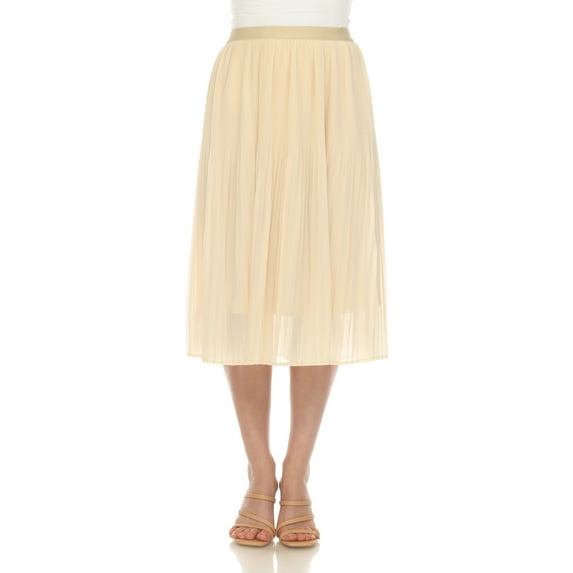 White Mark Women's Chiffon Pleated Midi Skirt