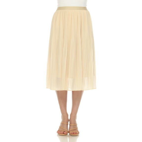 White Mark Women's Chiffon Pleated Midi Skirt