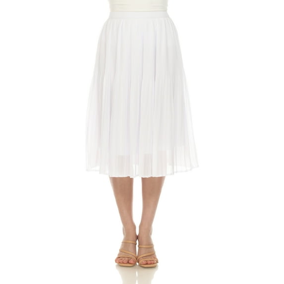 White Mark Women's Chiffon Pleated Midi Skirt