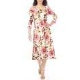thumbnail image 1 of White Mark Women's Cold Shoulder 3/4 Sleeve Dress, 1 of 6