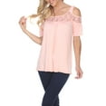 thumbnail image 1 of White Mark Women's Cold Shoulder Lace Neck Top, 1 of 4