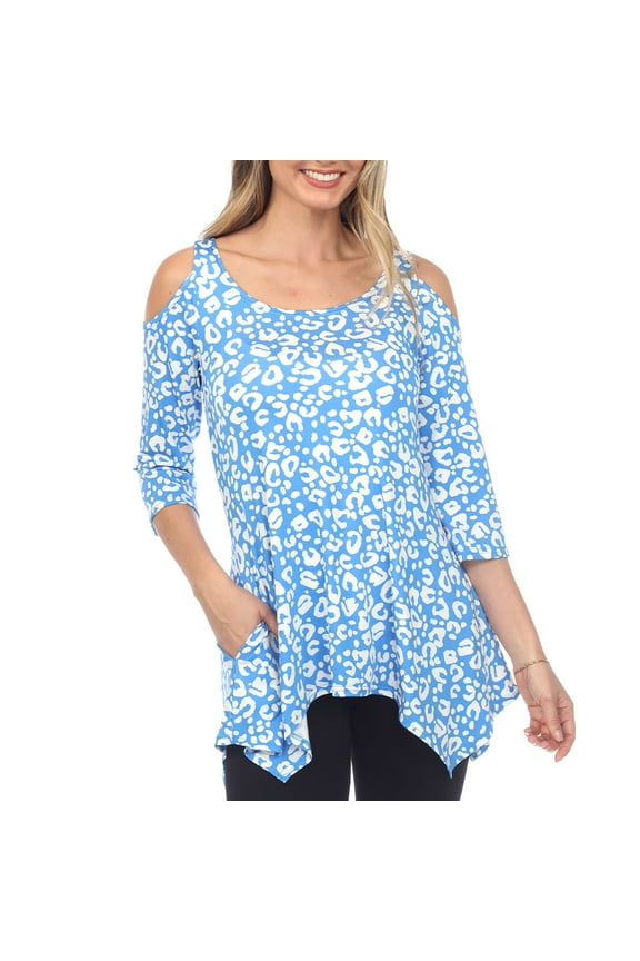 Fashion Casual Leopard Print Cold Shoulder Top, Women's