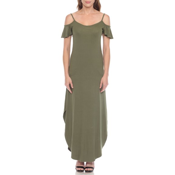 White Mark Women's Cold Shoulder Maxi Sundress, Sizes S-XL