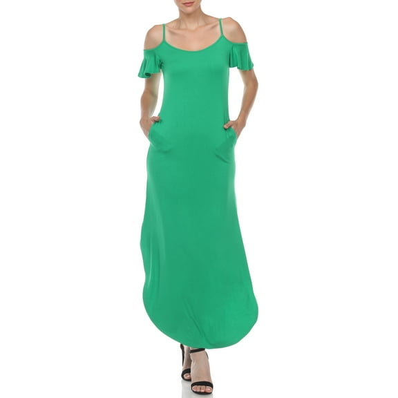 White Mark Women's Cold Shoulder Maxi Sundress, Sizes S-XL