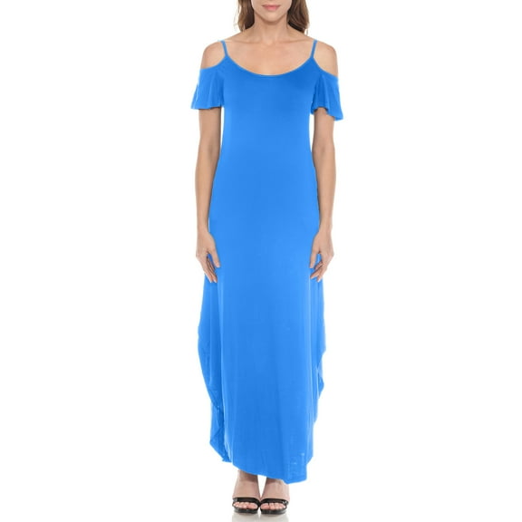White Mark Women's Cold Shoulder Maxi Sundress, Sizes S-XL