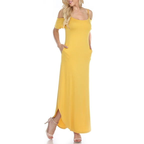 White Mark Women's Cold Shoulder Maxi Sundress, Sizes S-XL