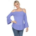 thumbnail image 1 of White Mark Women's Cold Shoulder Ruffle Sleeve Top, 1 of 5