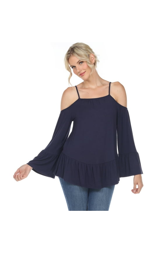 Women's Cold Shoulder Ruffle Sleeve Top