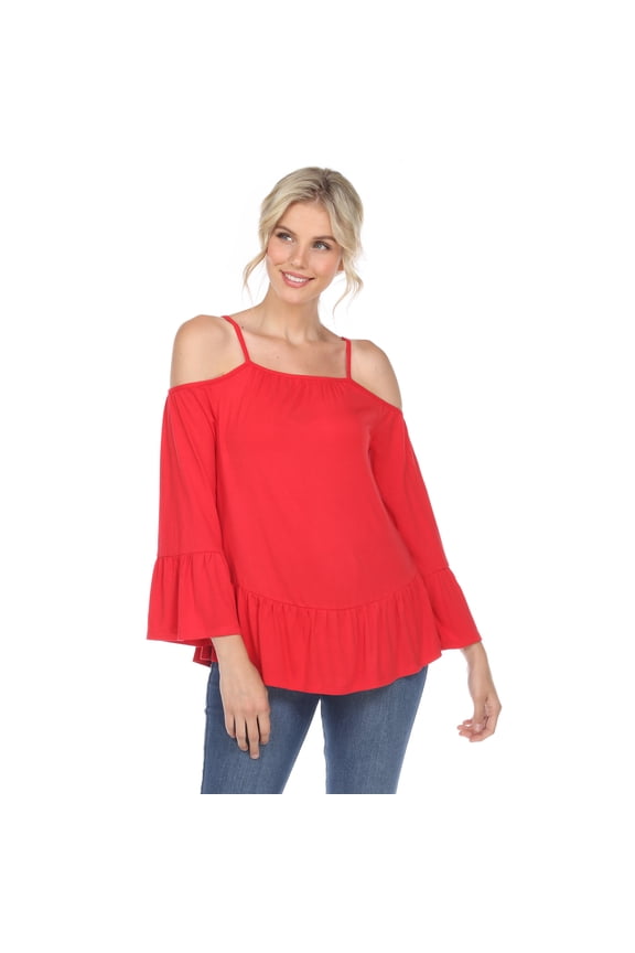Women's Cold Shoulder Ruffle Sleeve Top