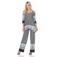 thumbnail image 1 of White Mark Women's Cold Shoulder Tunic and Palazzo Pant Set, 1 of 9