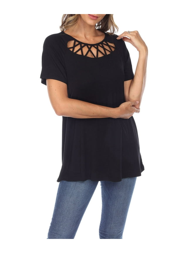 Women's Crisscross Neck Short Sleeve Top
