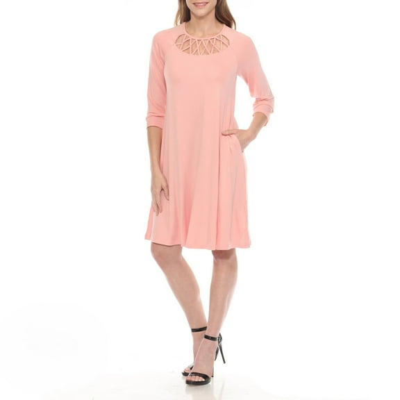 White Mark Women's Crisscross Neckline Relaxed Dress, Sizes S-XL