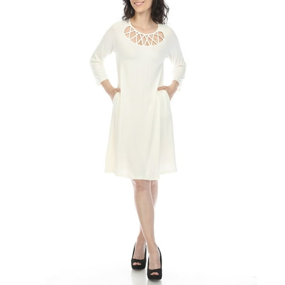 White Mark Women's Crisscross Neckline Relaxed Dress, Sizes S-XL