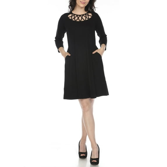 White Mark Women's Crisscross Neckline Relaxed Dress, Sizes S-XL