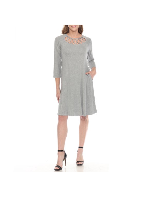 Women's Crisscross Neckline Relaxed Dress, Sizes S-XL
