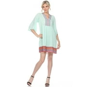 White Mark Women's Embroidered Tunic Dress