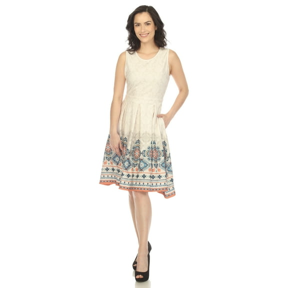 White Mark Women's Fit and Flare Knee Length Dress