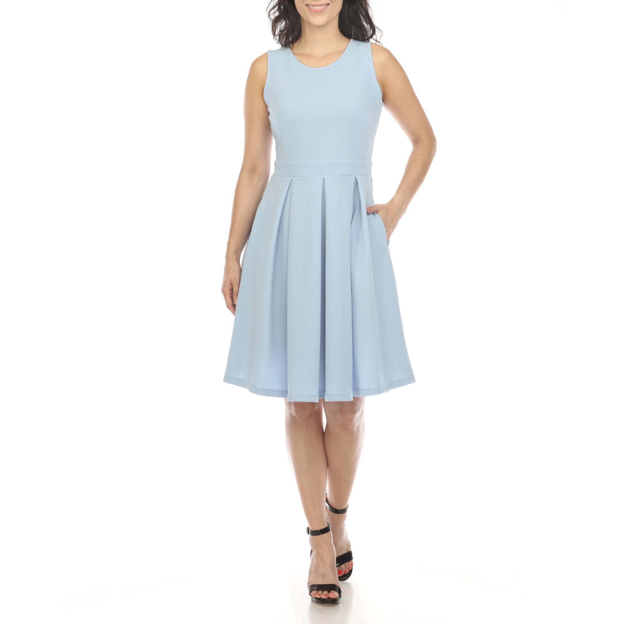 Women's White Skater Dress with Contrast Stripe Detail