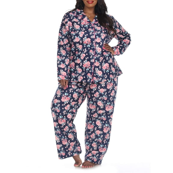 White Mark Women's Flannel Pajama Set - Extended Sizes