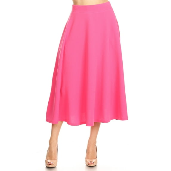 White Mark Women's Flared Midi Skirt