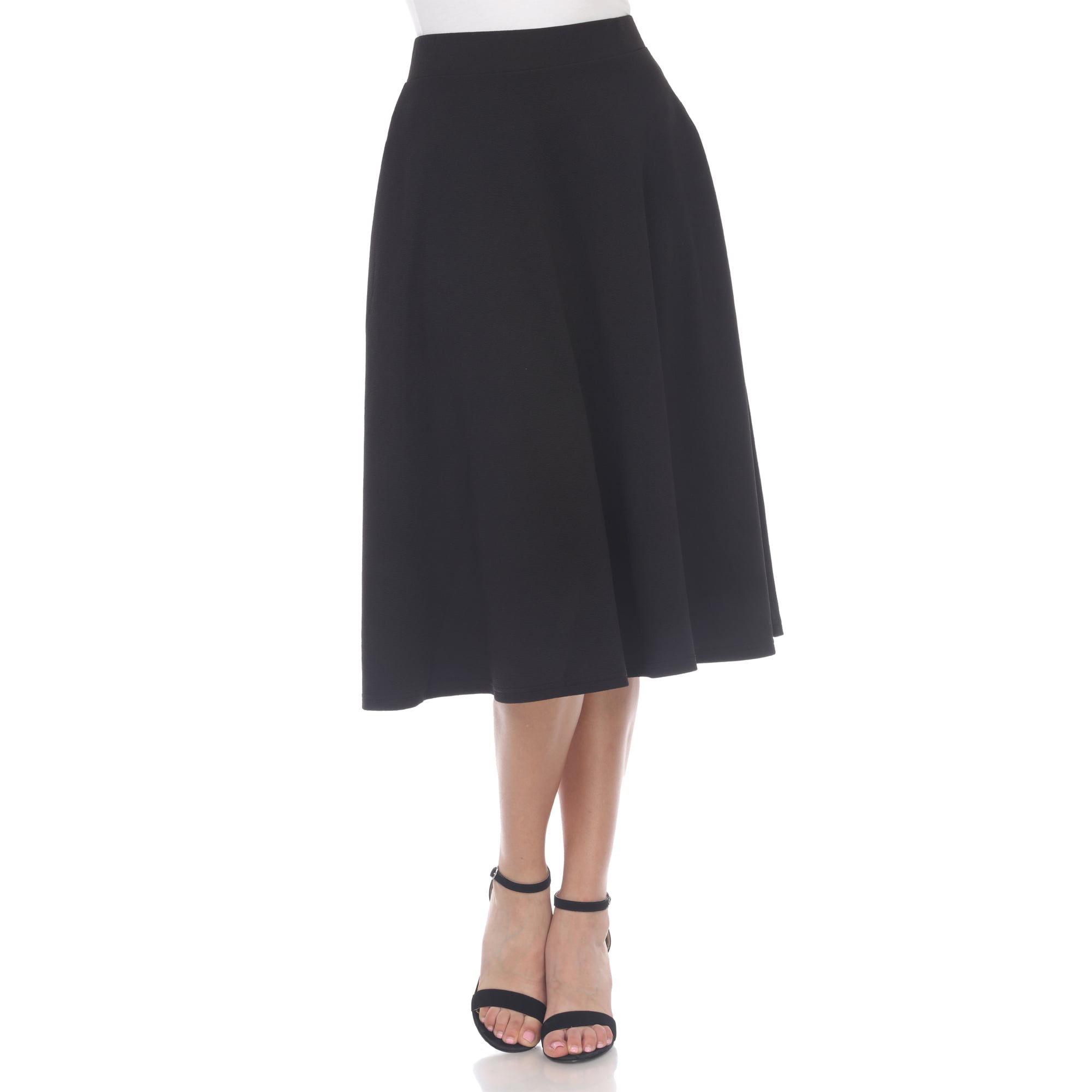 White Mark Women's Flared Midi Skirt
