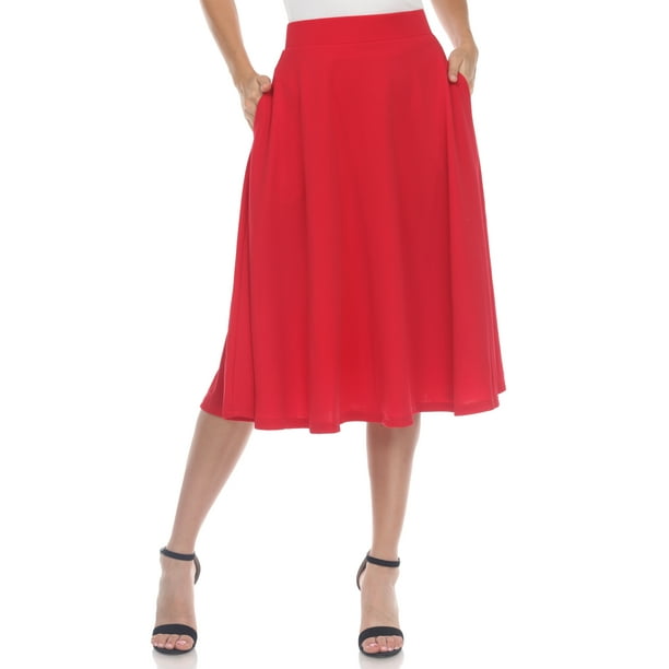 White Mark Women's Flared Midi Skirt - Walmart.com