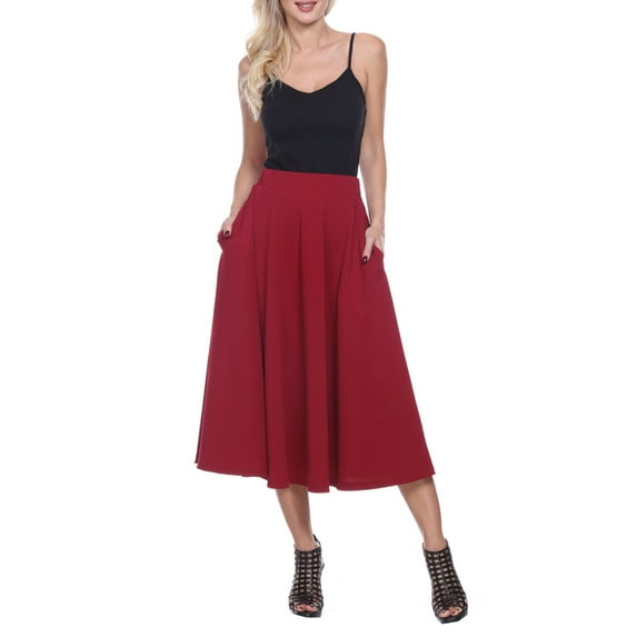White Mark Women's Flared Midi Skirt