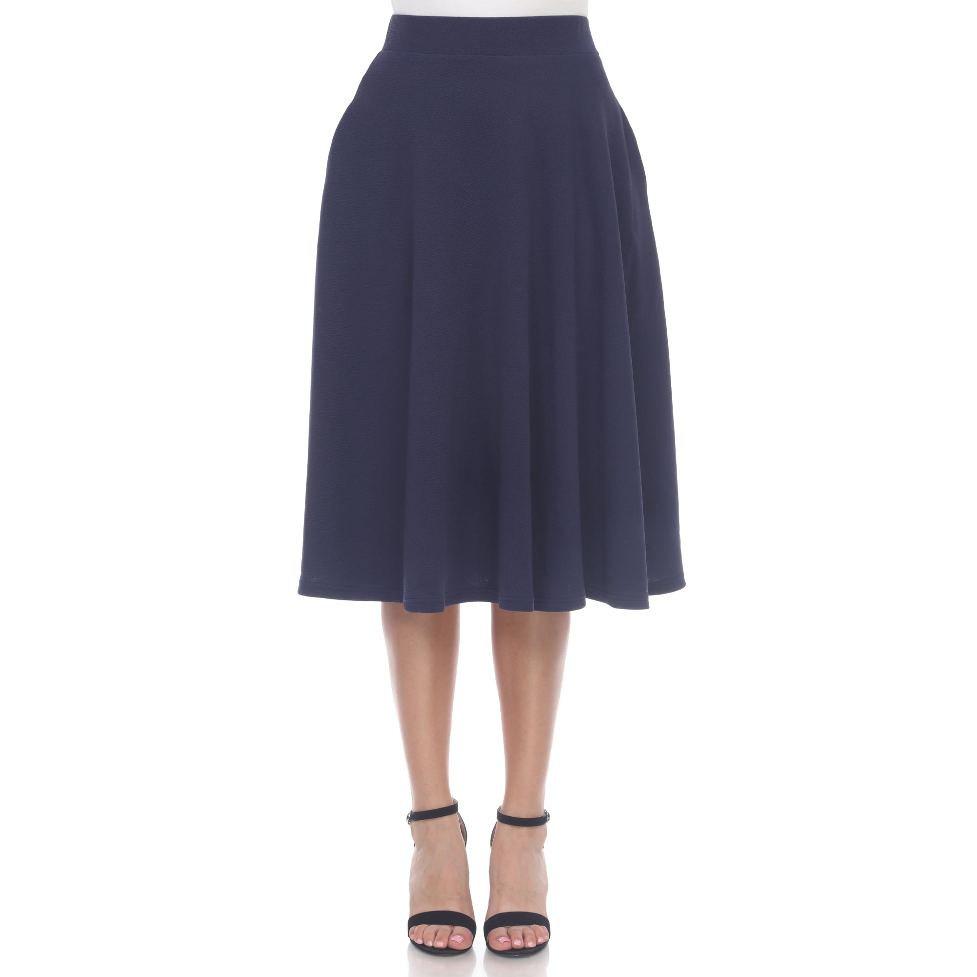 【Anyone more】Hick Nylon Flare Midi Skirt White Mark Women's Flared Midi Skirt - Walmart.com