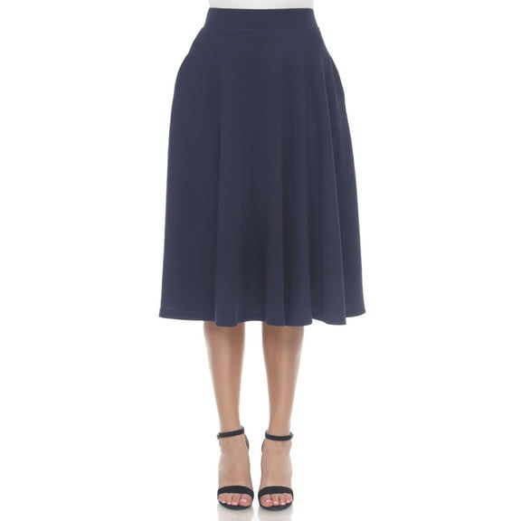 White Mark Women's Flared Midi Skirt