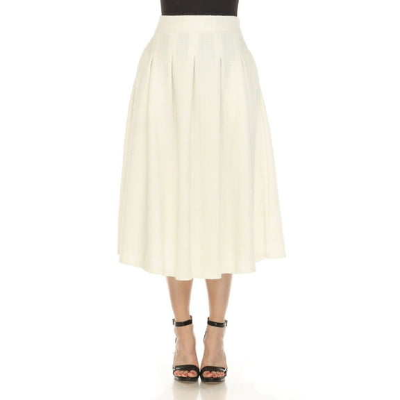 White Mark Women's Flared Tweed Skirt