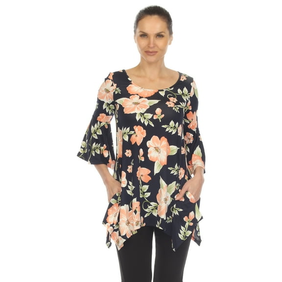White Mark Women's Floral Blanche Tunic Top