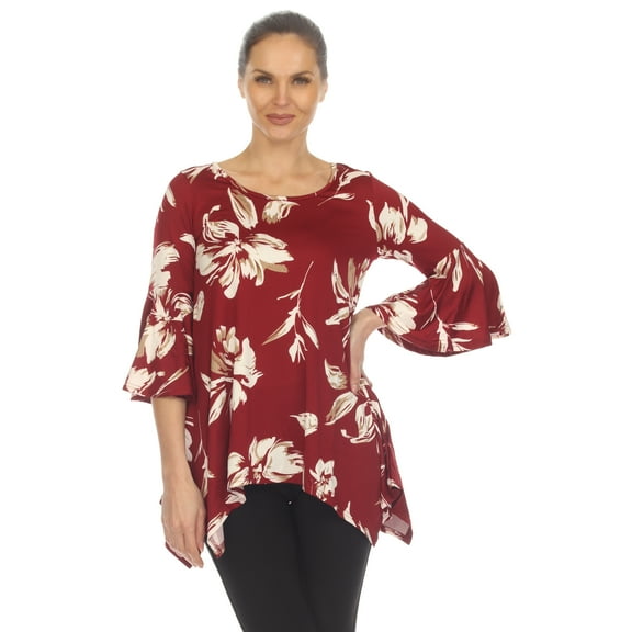 White Mark Women's Floral Blanche Tunic Top