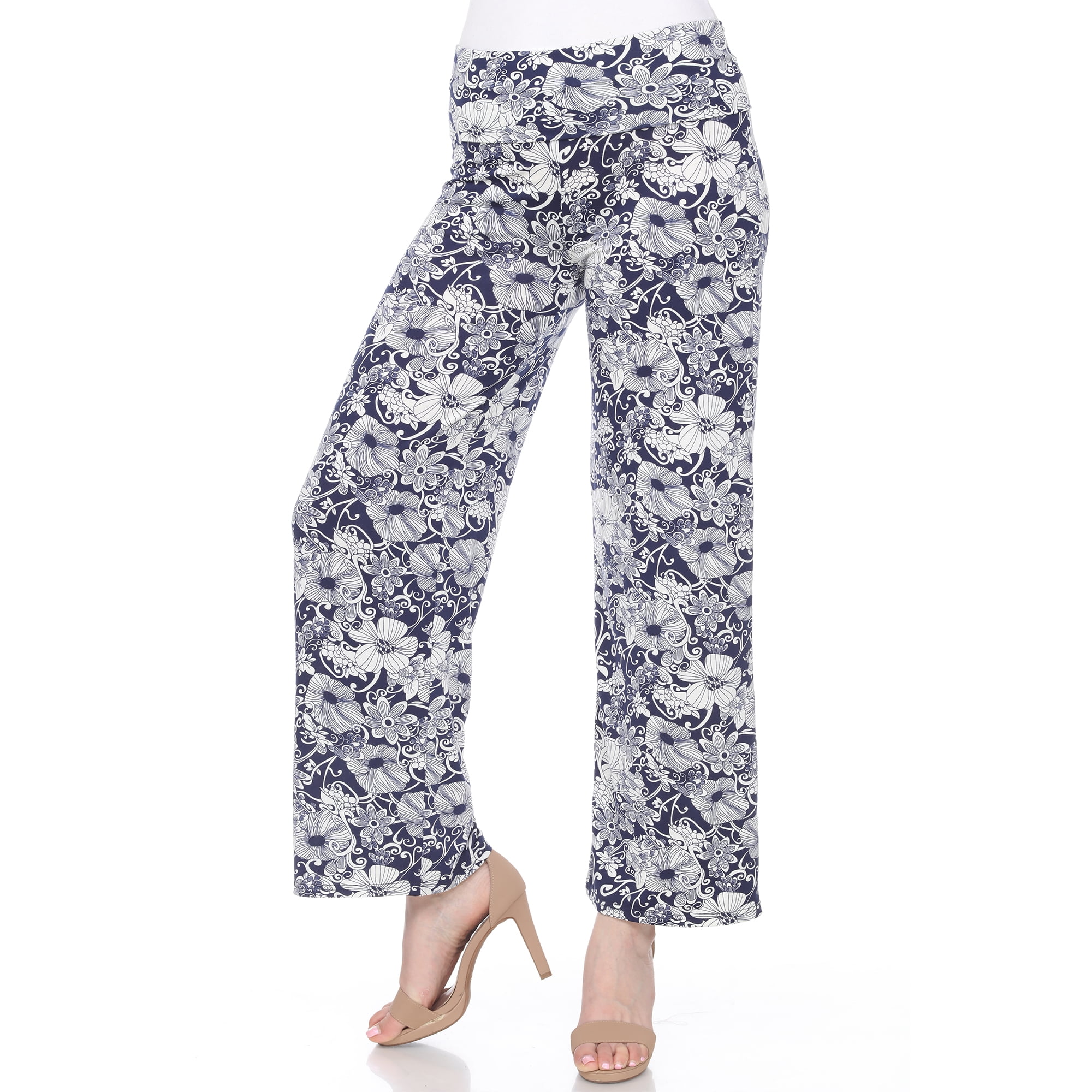 White Mark Women's Floral Paisley Palazzo Pants