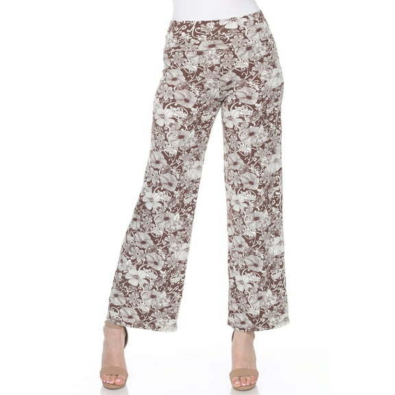 White Mark Women's Floral Paisley Palazzo Pants