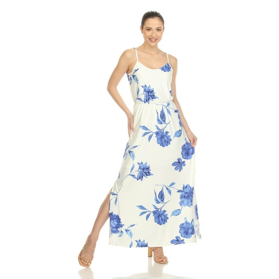 White Mark Women's Floral Sleeveless Side Slit Maxi Dress