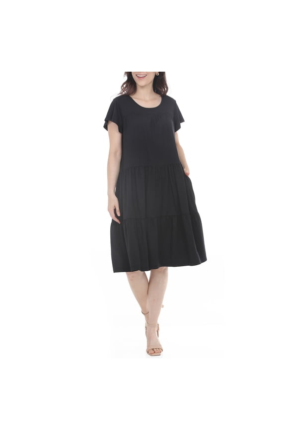 Women’s Flutter Sleeve Ruffle Tiered Dress, Sizes S-XL