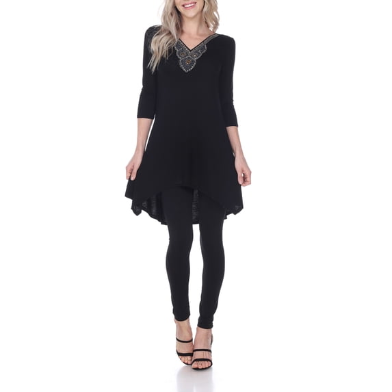 White Mark Women's Glimmering Embellished Tunic