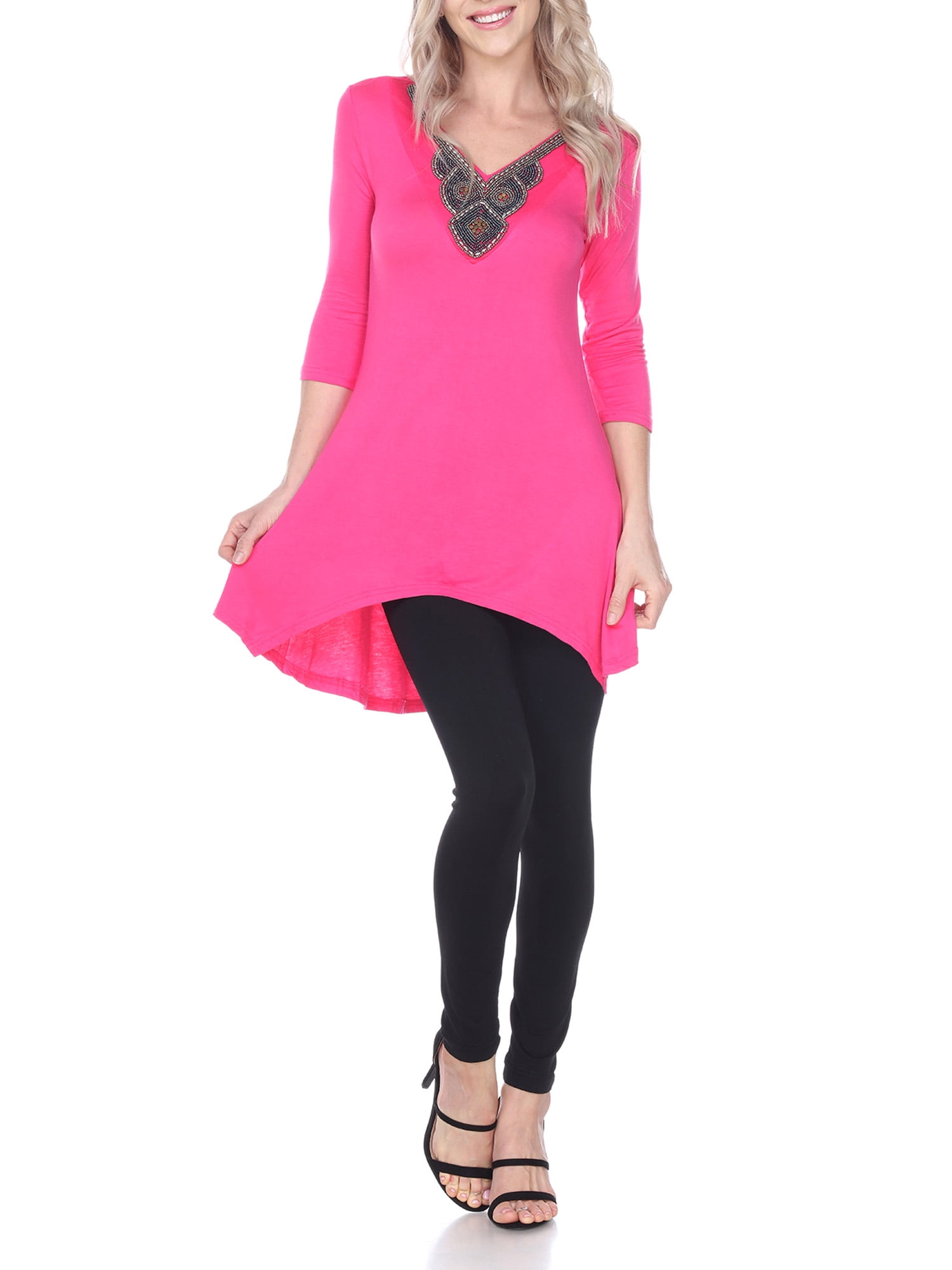 White Mark Women's Glimmering Embellished Tunic